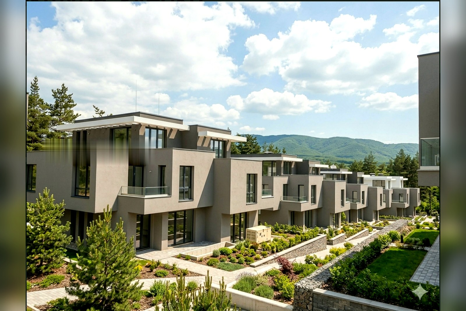 Професионален изглед към редица къщи в Alexandria Homes
